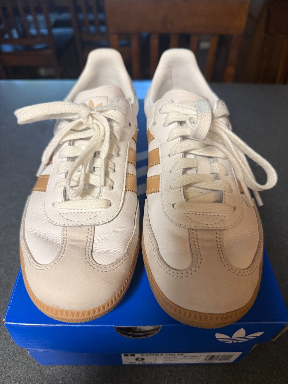 adidas Women's Samba White with Gold Stripes